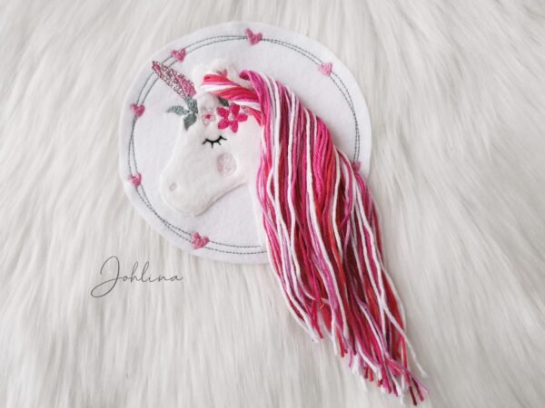XL Aufnäher Einhorn im Doodlekreis pink – Bild 4