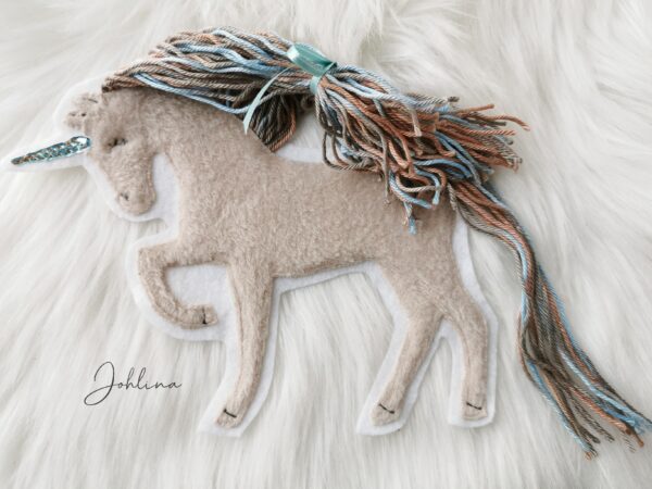 Aufnäher Einhorn beige/türkis – Bild 3