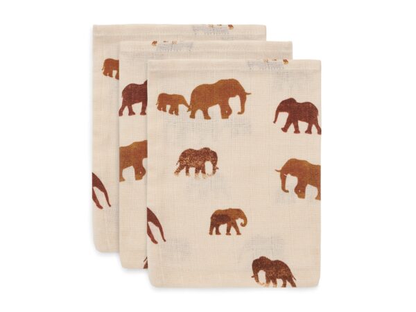 3 Set Musselin Waschlappen Elefant