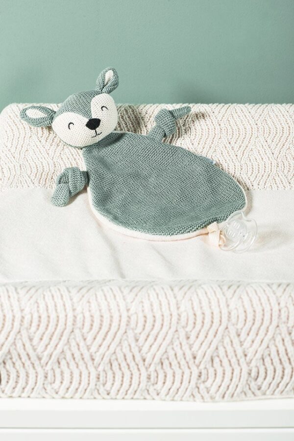 Nuckeltuch, Kuscheltuch Strickreh grün – Bild 2