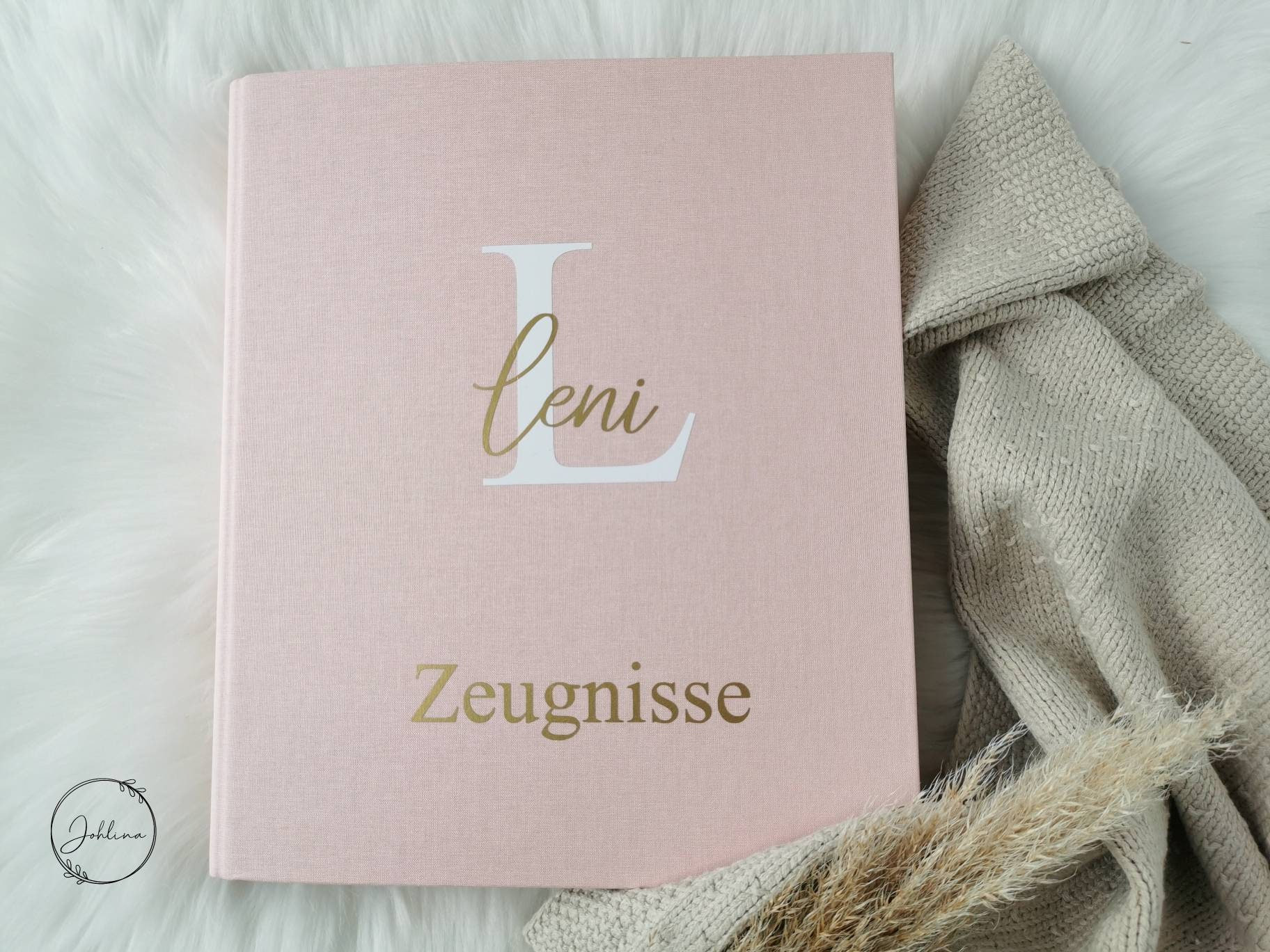 personalisierte Zeugnismappe aus Leinen – Bild 4