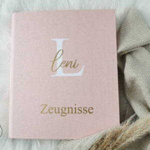 personalisierte Zeugnismappe aus Leinen