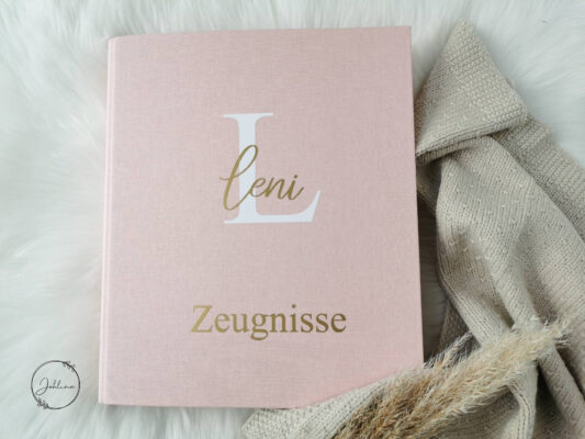 personalisierte Zeugnismappe aus Leinen