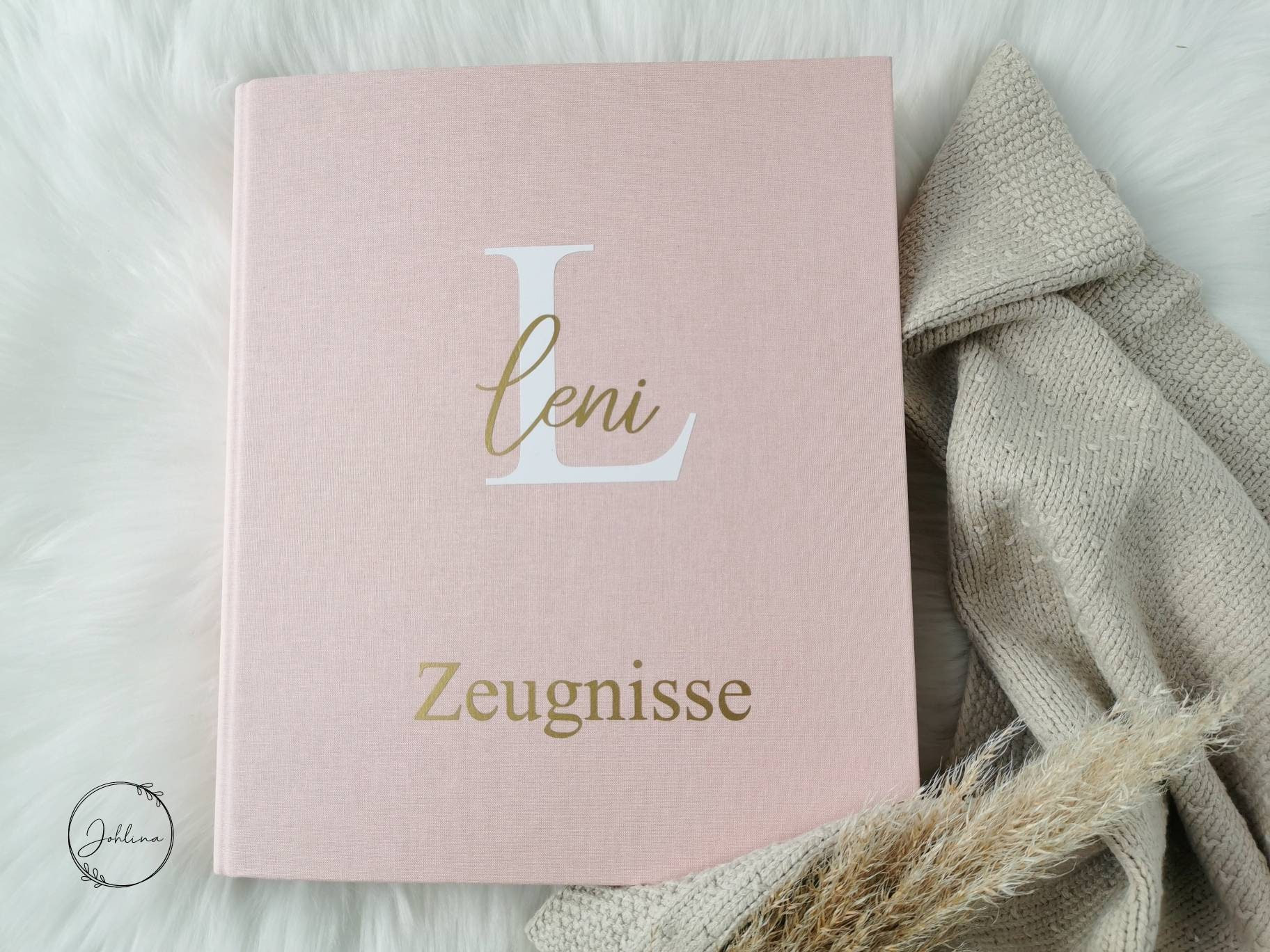 personalisierte Zeugnismappe aus Leinen