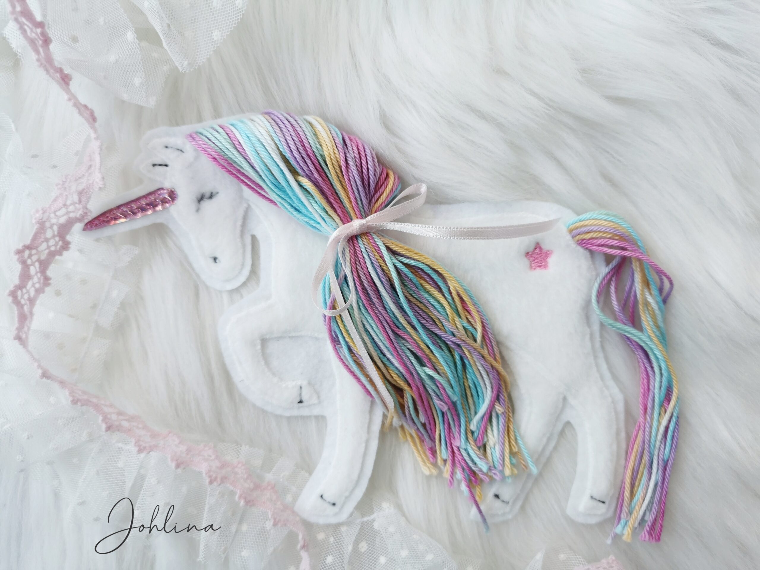Aufnäher Einhorn pastell Regenbogen