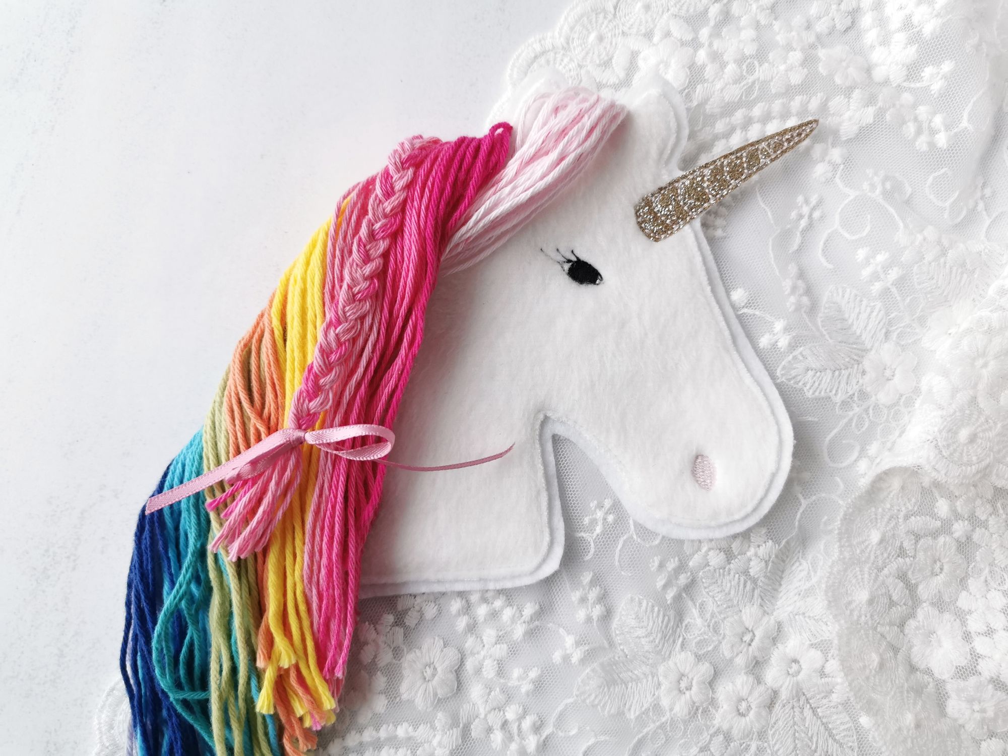 Aufnäher Einhorn Kopf Regenbogen