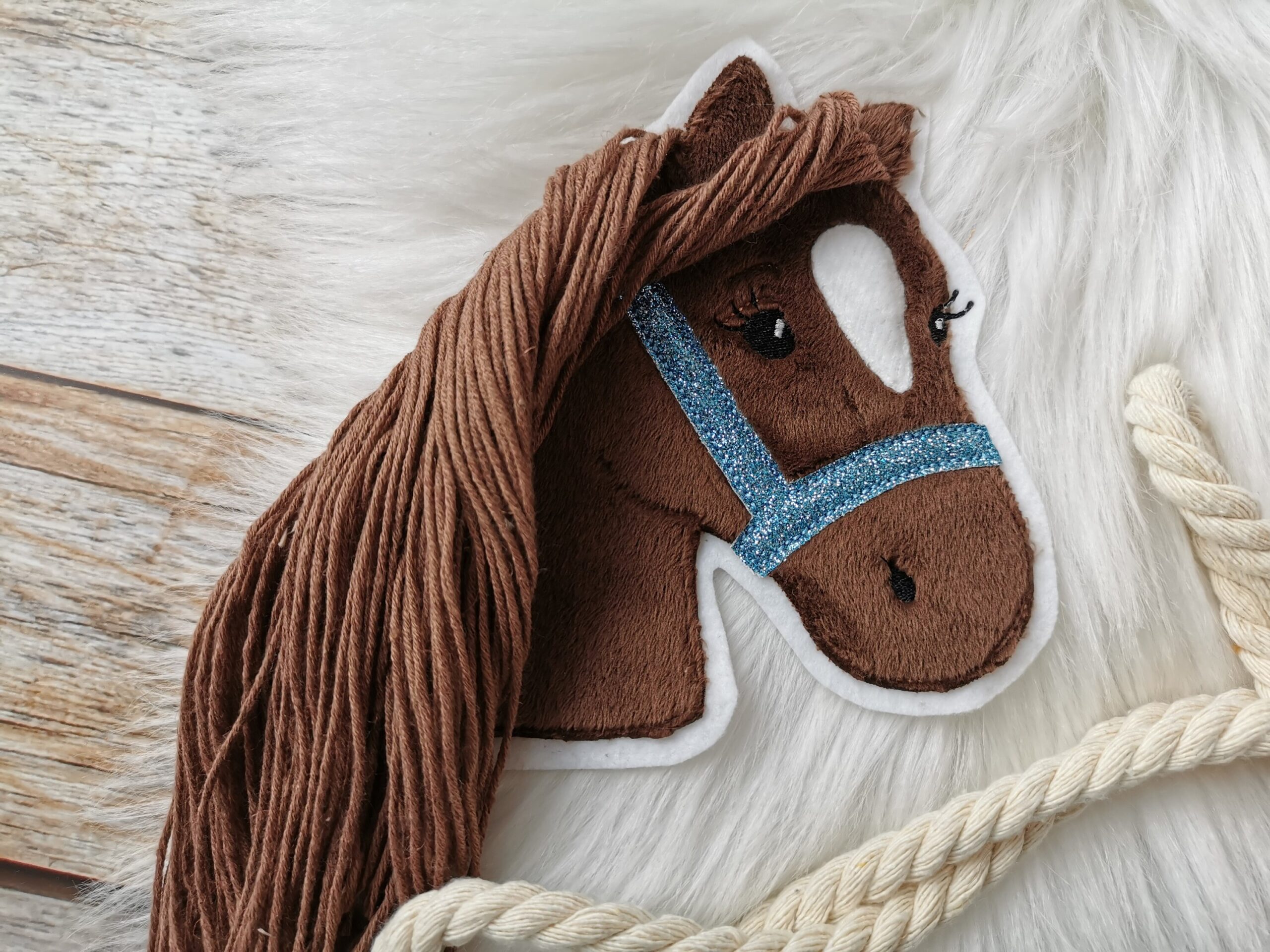 Aufnäher Pony Lulu schokobraun mit Glitzerhalfter