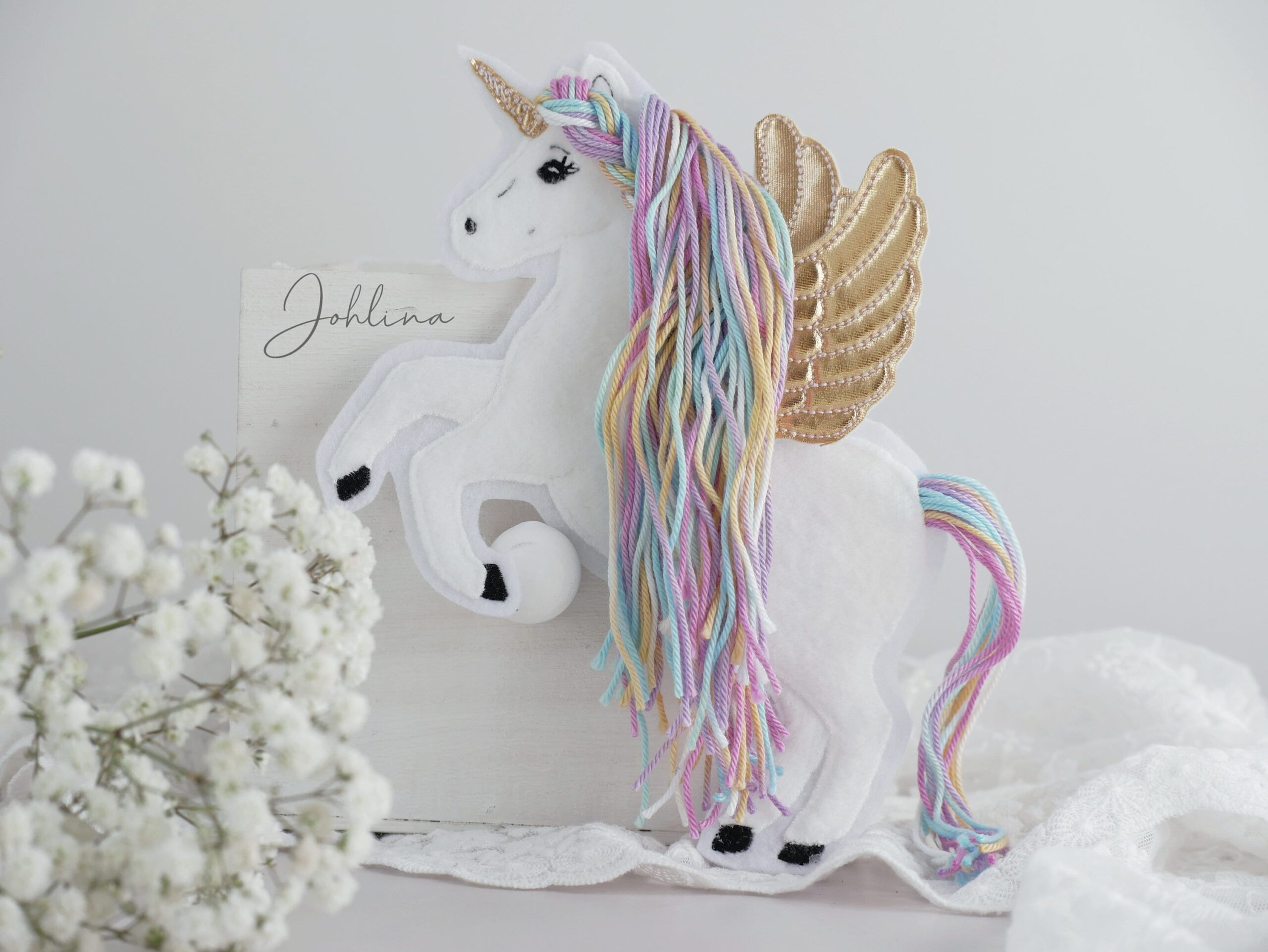 Aufnäher Pegasus Regenbogen pastell