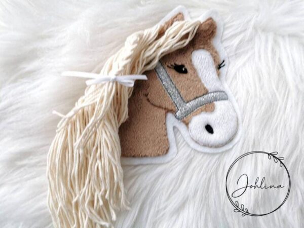Aufnäher Pferd mittelbraun mit Glitzerhalfter – Bild 3