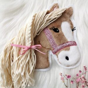 Aufnäher Pferd mittelbraun mit Glitzerhalfter