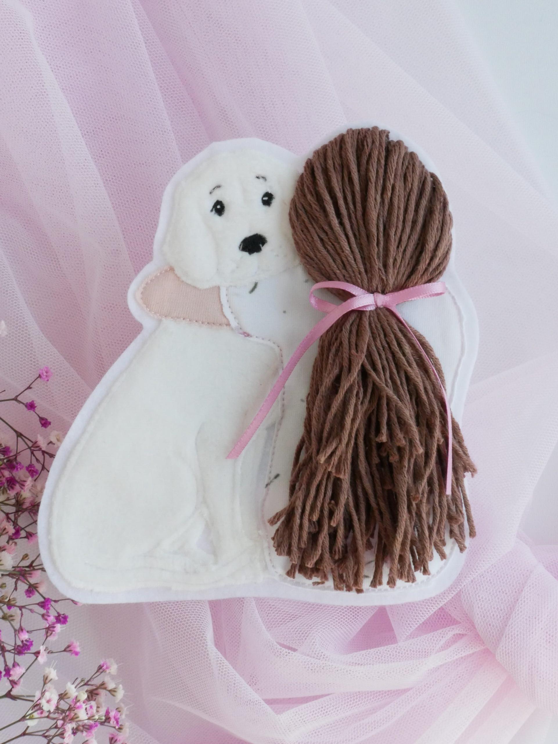 Aufnäher Hundeliebe mit weißem Hund