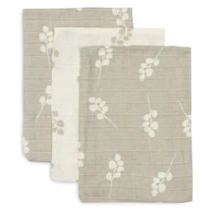 3 x Musselintücher Blätter taupe