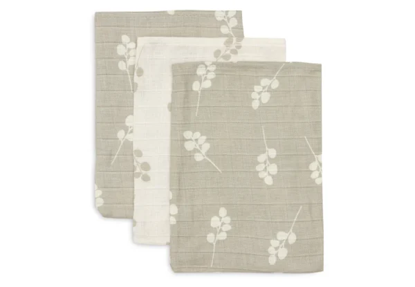 3 x Musselintücher Blätter taupe