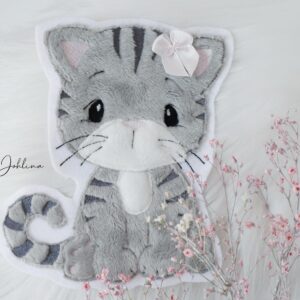 Aufnäher Katze grau getigert