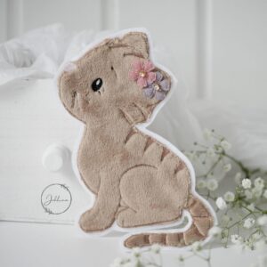 Aufnäher Katze sitzend beige