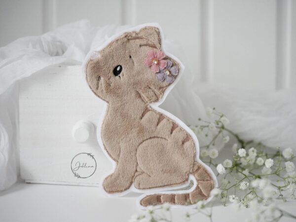 Aufnäher Katze sitzend beige