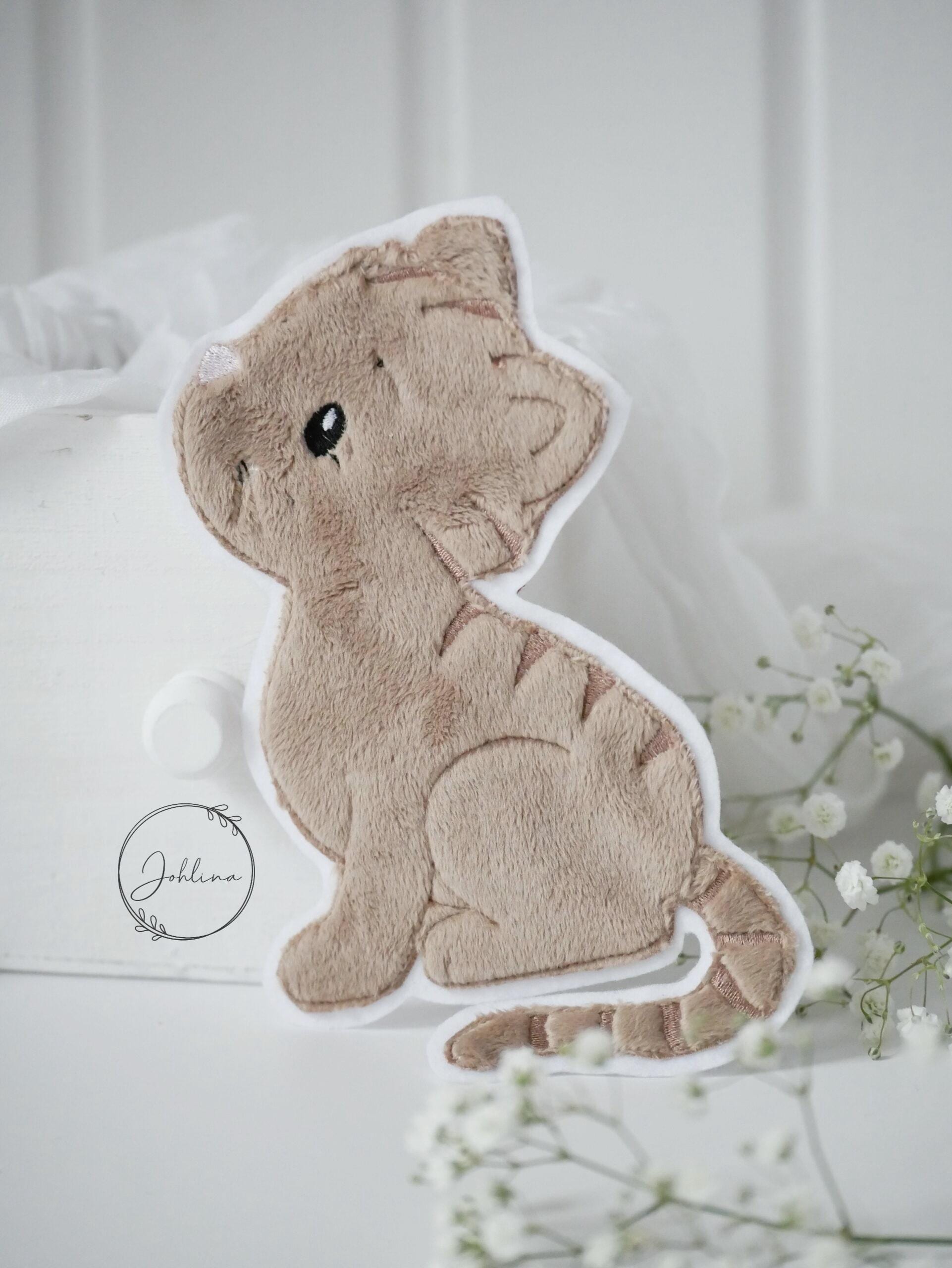 Aufnäher Katze sitzend beige – Bild 5