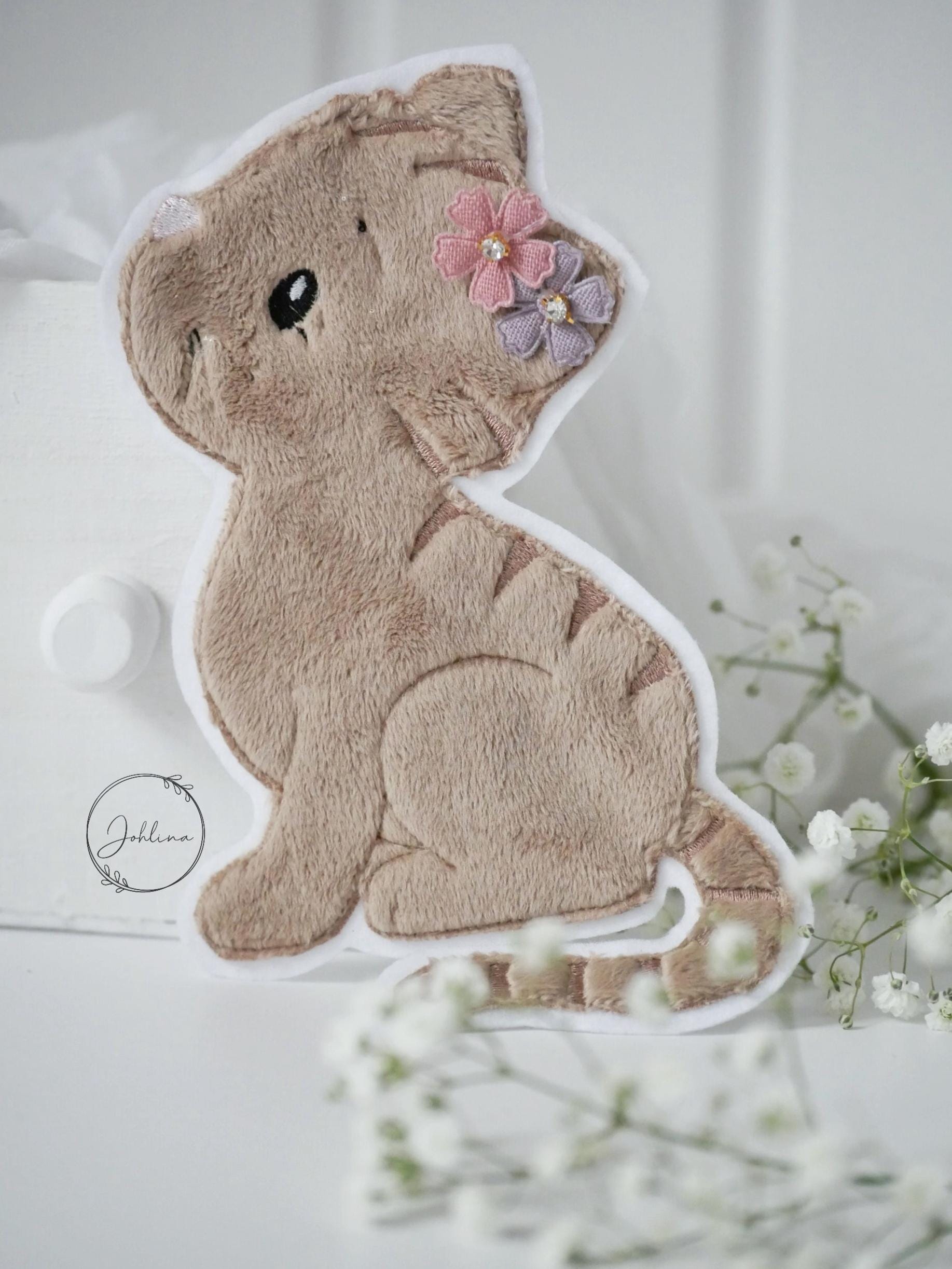 Aufnäher Katze sitzend beige – Bild 7