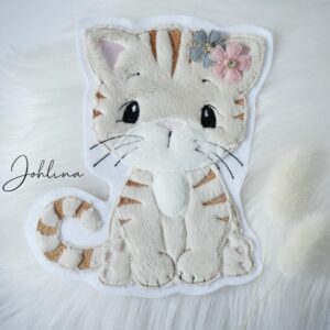 Aufnäher Patch Katze creme getigert