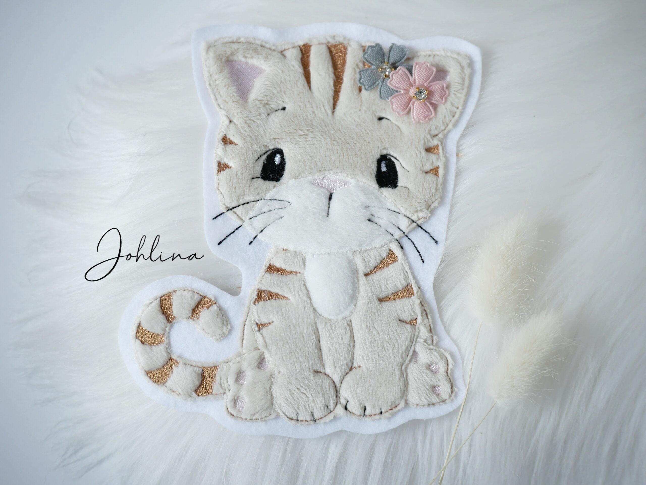 Aufnäher Patch Katze creme getigert