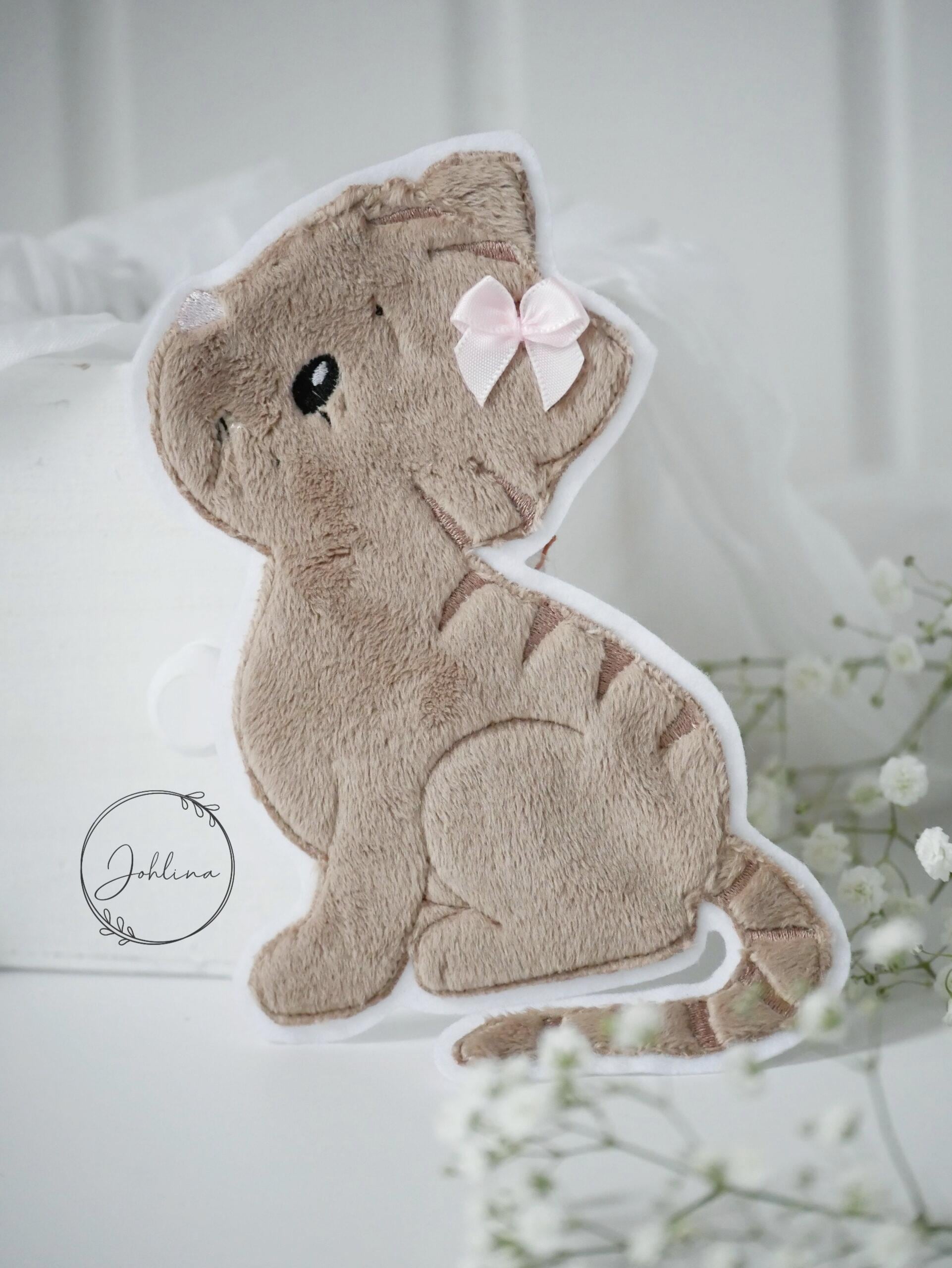 Aufnäher Katze sitzend beige – Bild 2