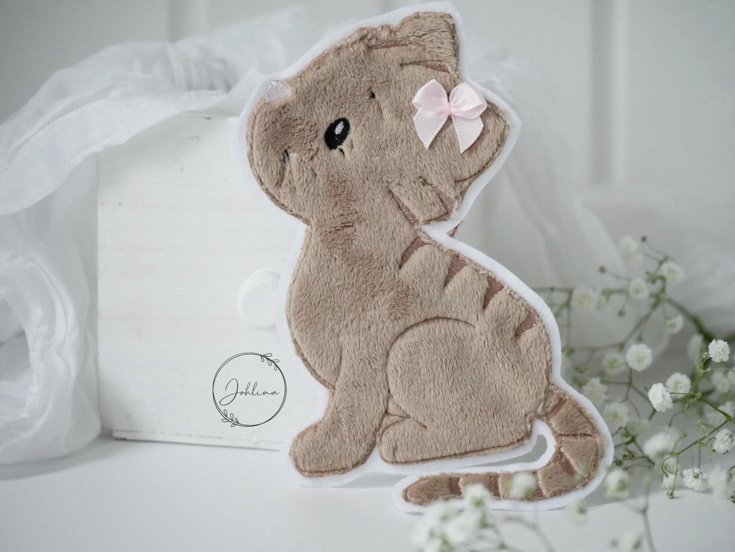 Aufnäher Katze sitzend beige – Bild 3