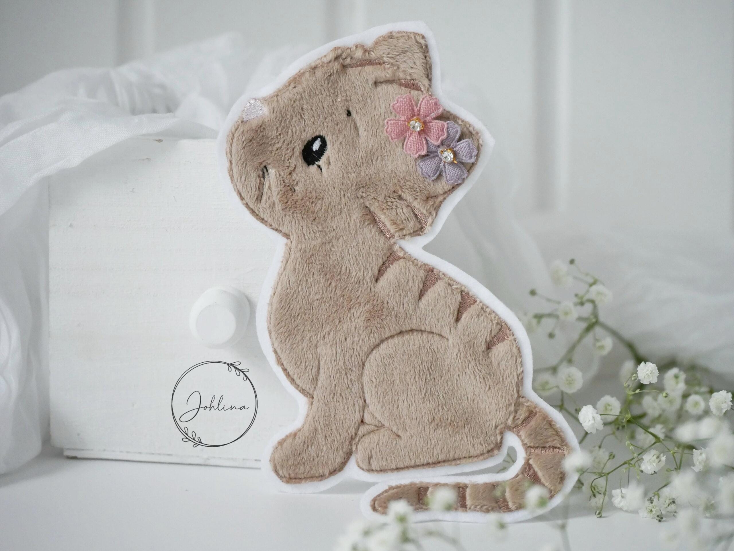 Aufnäher Katze sitzend beige – Bild 4