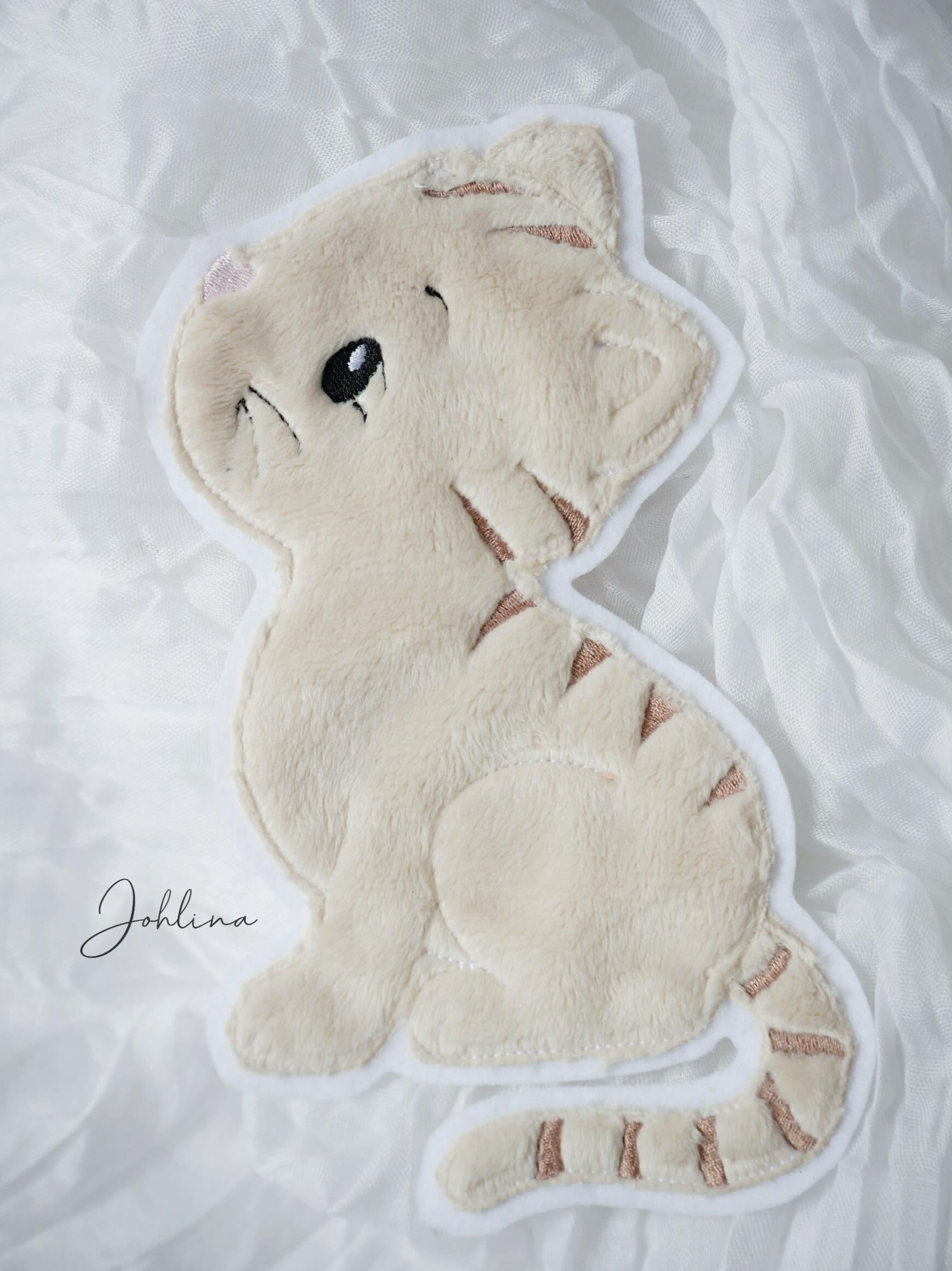 Aufnäher Katze sitzend creme – Bild 2