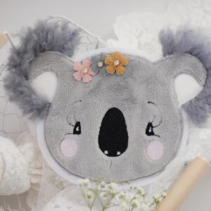 Aufnäher Koala mit Wuschelohren und Blüten & Glitzerstein