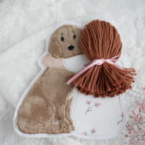 Aufnäher Hundeliebe mit Mädchen (braun)