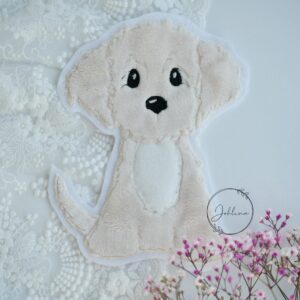 Aufnäher kleiner Hund creme