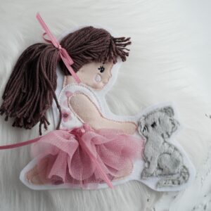 Aufnäher Katzenliebe Mädchen braunhaarig