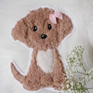 Aufnäher brauner Hund mit lockigem Fell