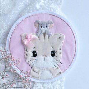 Aufnäher Katze mit Maus