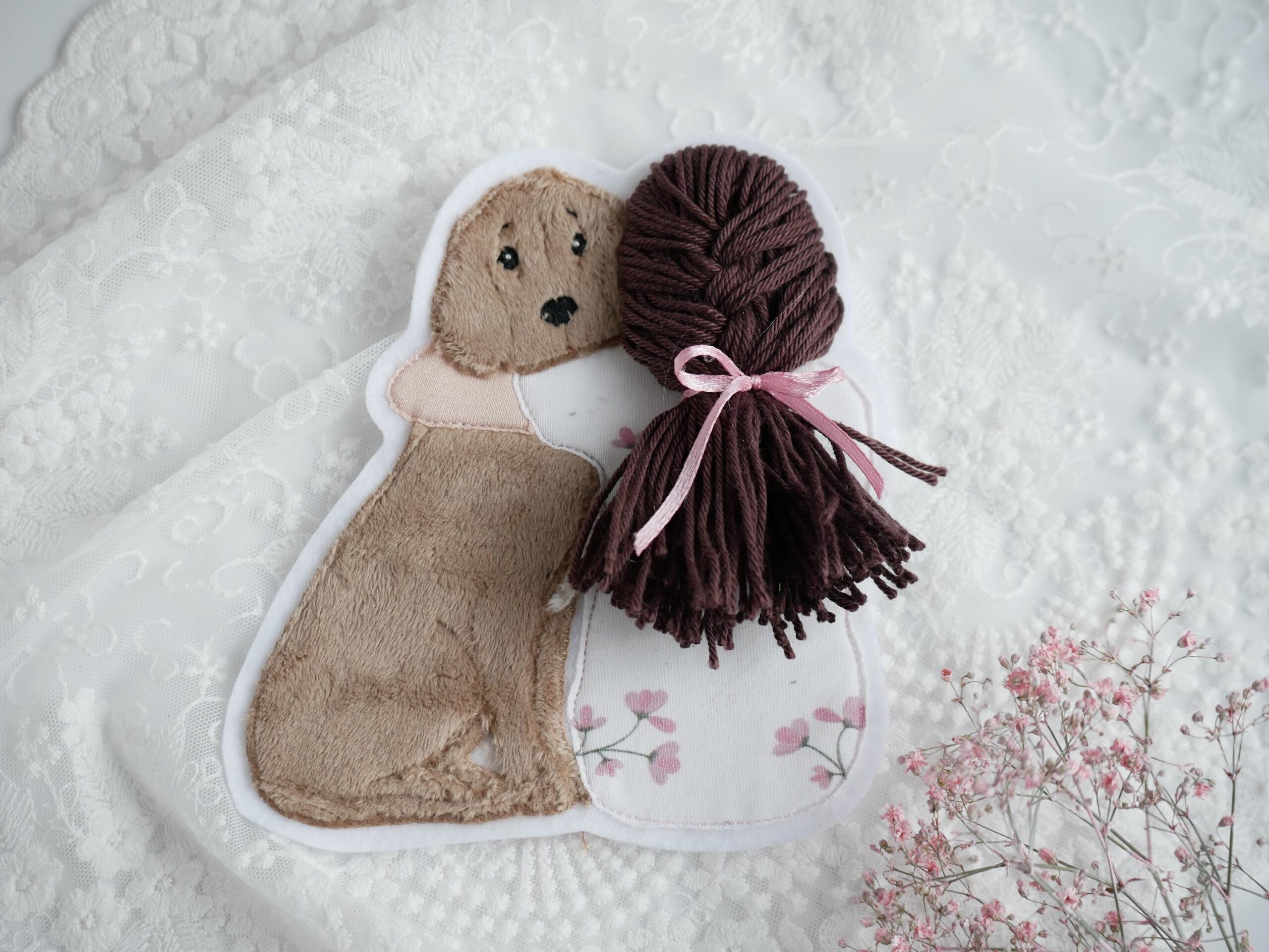 Aufnäher Hundeliebe mit Mädchen (dunkelbraun) – Bild 4