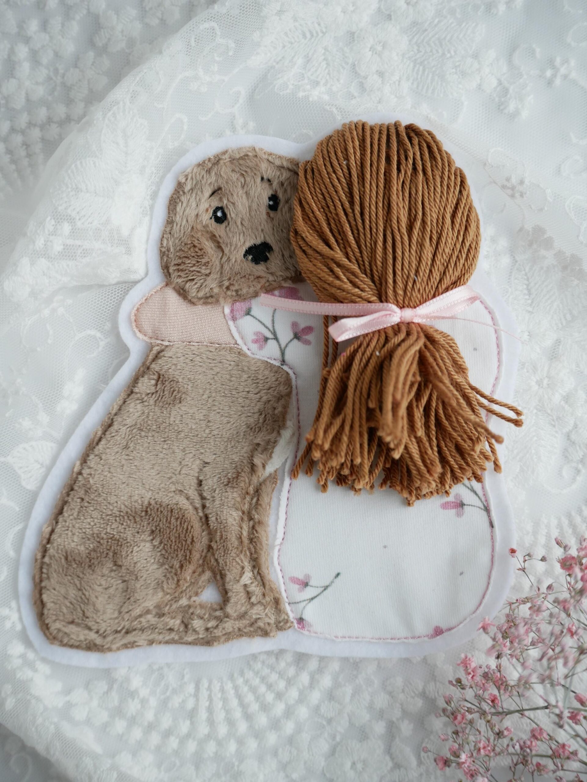 Aufnäher Hundeliebe mit Mädchen (mittelbraun) – Bild 4