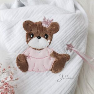 Musselintuch Bär Prinzessin | Halstuch Kinder | Musselin Halstuch Mädchen